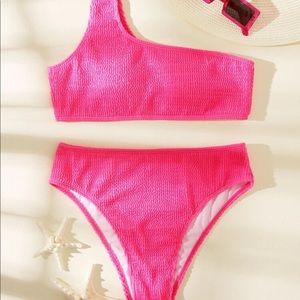Smocked One Shoulder Bikini